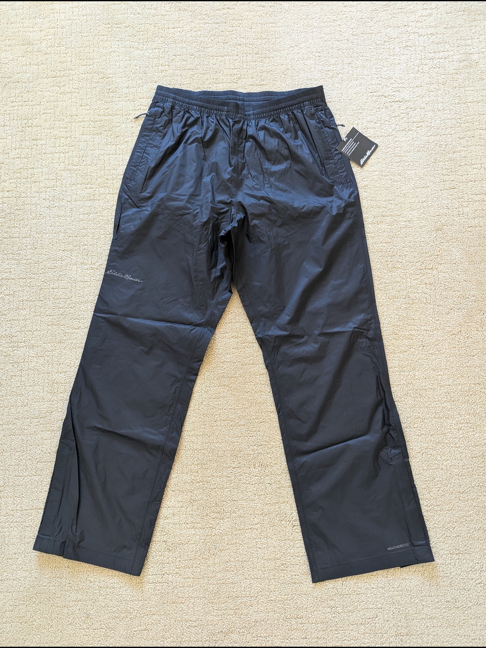 Eddie Bauer Cloud Cap Rain Pants Weather Edge Shell Mens M Black Waterproof NEW